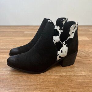 Pierre Dumas Black Suede Cow Booties Ankle Boots Women's Size 8 NEW